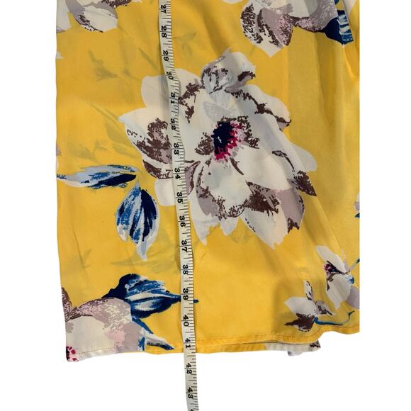 City Triangles Women’s Yellow Floral Maxi Skirt Medium Elastic Waist Lined - Picture 7 of 9